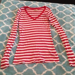 Long sleeve red/white strip top
